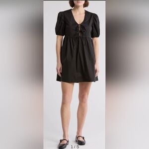 Know One Cares Classic Black Puff Sleeve Mini Dress